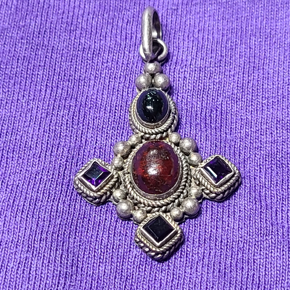 Elegant Silver and Red Pendant